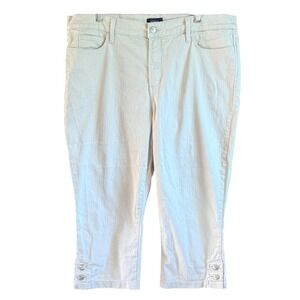 NYDJ Marilyn Crop Beige Jeans Size 18 Lift Tuck Technology Button Hem Capris